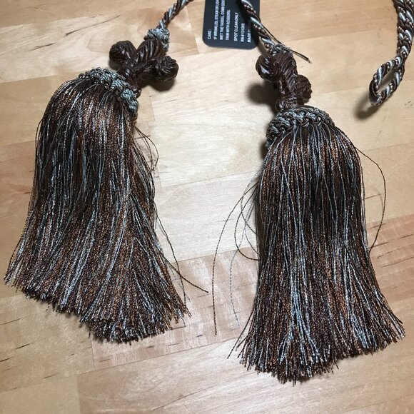 Vintage Vatican Homes Plum Taupe Curtain Braided Rope Tassel Drape Tieback - Picture 2 of 5